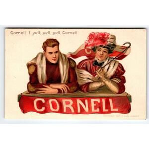 Cornell Vintage Postcard - Couple with Pennant, F. Earl Christy, 1907 Embossed